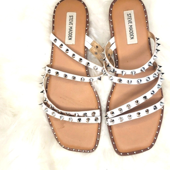 Steve Madden Selina Strappy Slide Sandal white silver 8 - Picture 6 of 10
